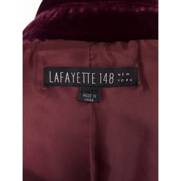 LAFAYETTE 148 M Classic Velvet Jacket in Maroon Silk Blend Holiday - Picture 7 of 8